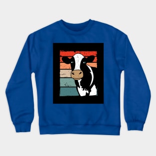 Retro Cow Animal Motif Agriculture Crewneck Sweatshirt